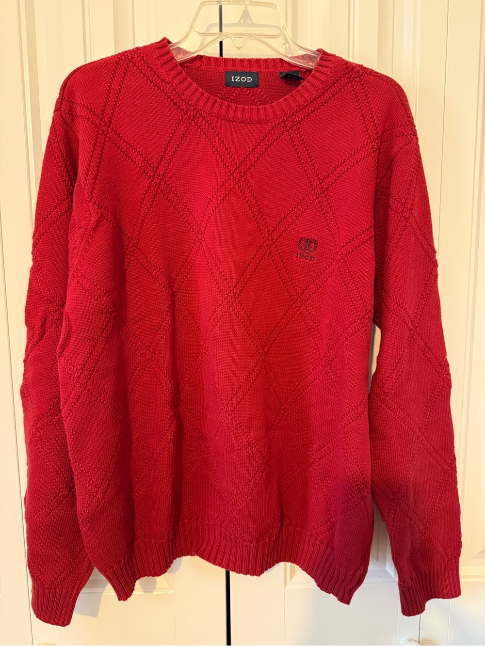 Izod Men’s Red Diamond Knit Crewneck Sweater